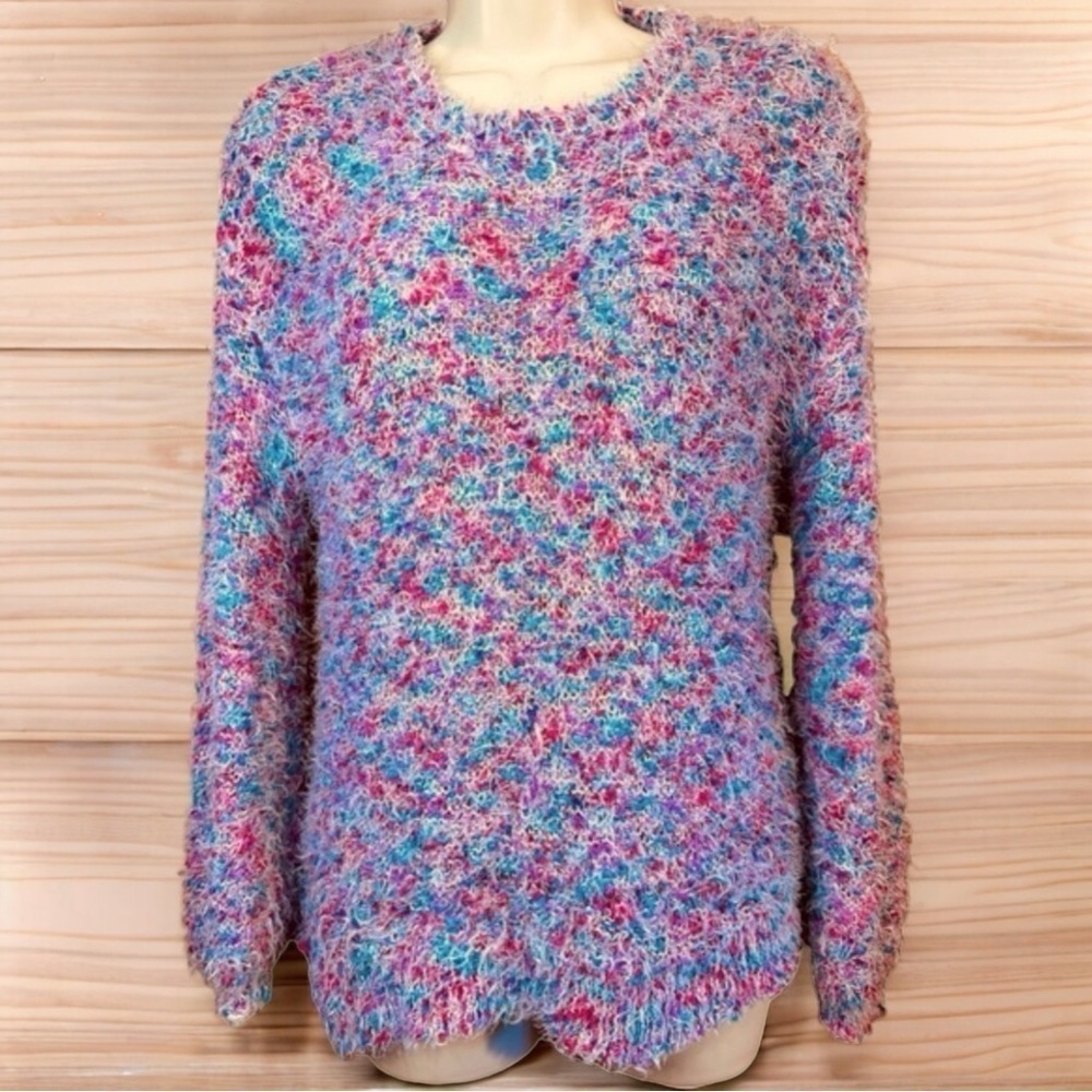 Moral Fiber Pastel High Low Scoop Neck Long Sleeve Lightweight Eyelash Sweater